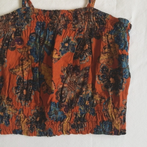 old navy cropped smocked rayon cotton blend floral tank top 3T toddler girls - Picture 2 of 6